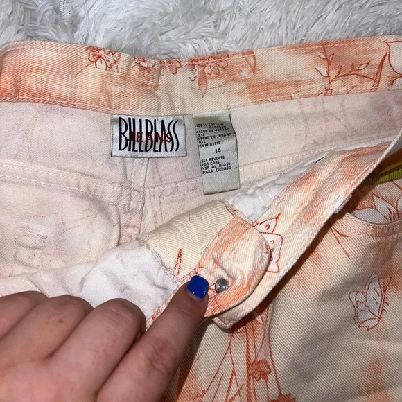 Bill Blass Vintage Orange Floral Butterfly Print 90’s Mom Short size 14 Western - Picture 7 of 7